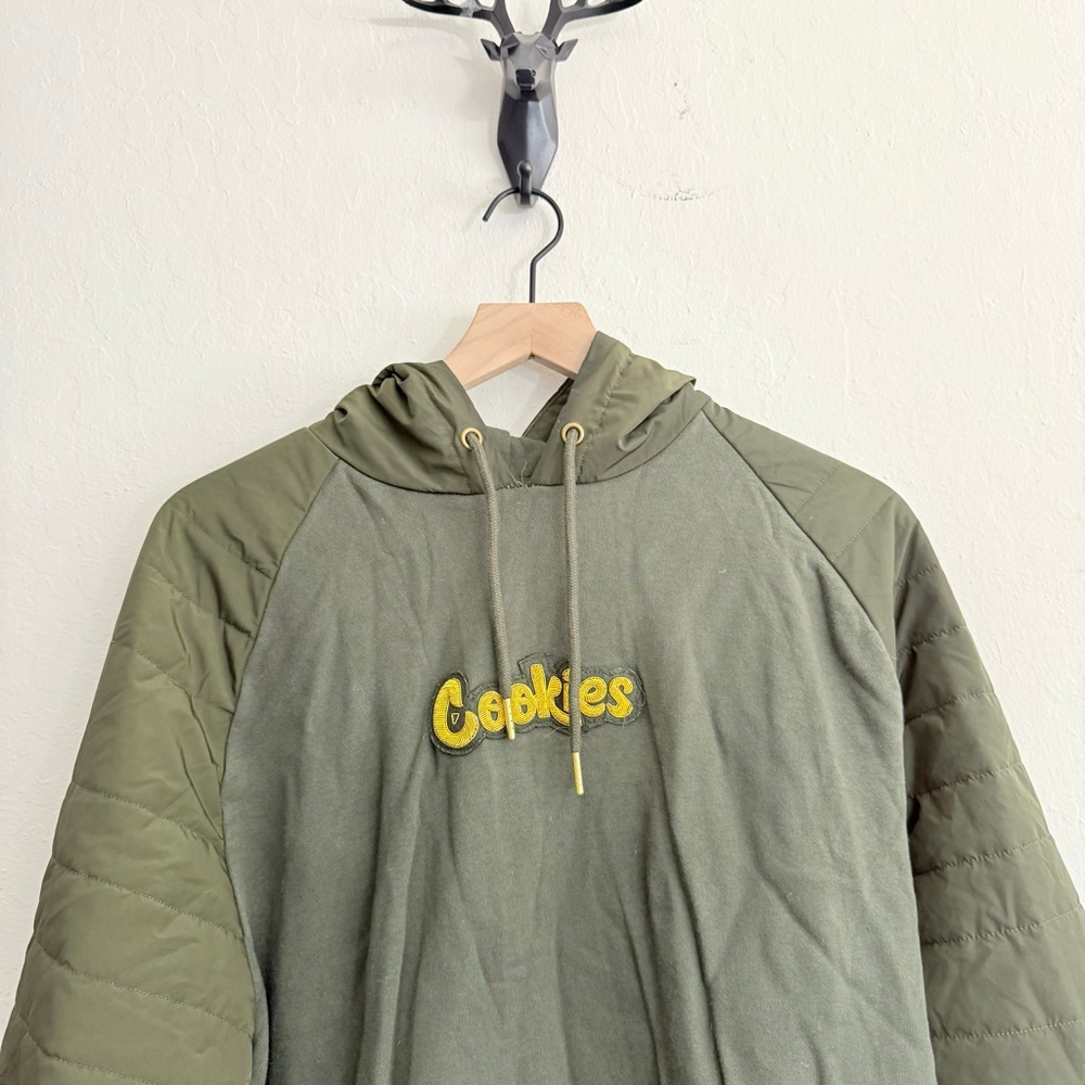 Cookies Men's Olive Green Quilted Hoodie Size XL - Picture 4 of 6